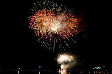 Colour of fireworks in the night