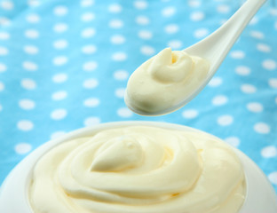 Sour cream on table close-up