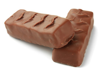 Two delicious chocolate bars isolated on white