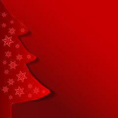 Abstract red vector Christmas background with tree