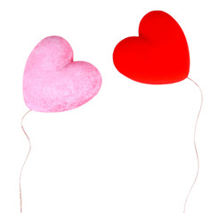 Two decorative hearts, isolated on white