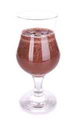 Cocktail with banana and chocolate isolated on white