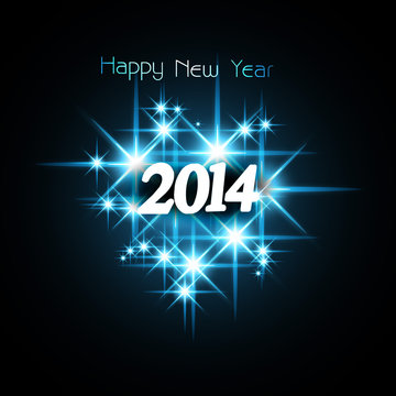 Background for shiny stars Happy New Year 2014 blue colorful ill
