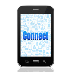 social media concept - text on smartphone,cell phone illustratio