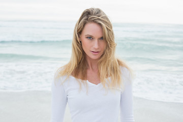 Portrait of a beautiful casual woman at beach