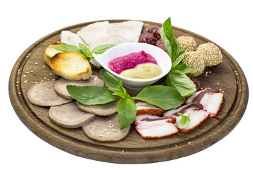meat dish with several kinds of sausages