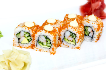 Japanese sushi seafood on a white background