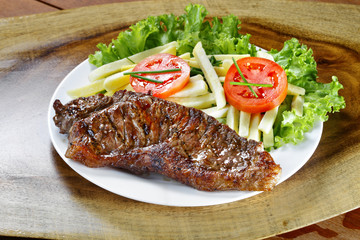 Dish with vegetables and roasted meat