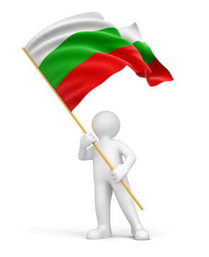Man and Bulgarian flag (clipping path included)