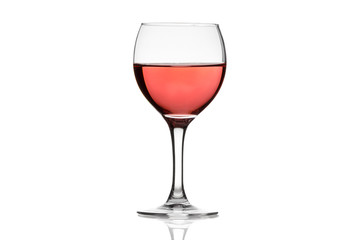 glass of red wine isolated on white background