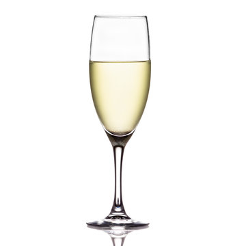 white wine isolated on white background