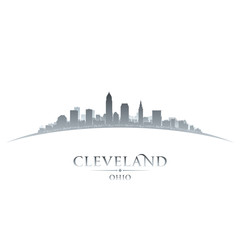 Naklejka premium Cleveland Ohio city skyline silhouette white background