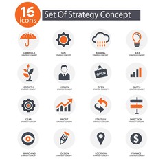Strategy Concept icons,vector,Orange version