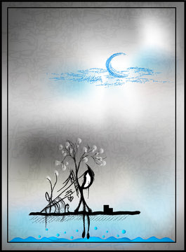 stylized man wanderer conceptual postcard sketch the frame vecto