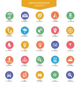 Navigator and map icons,Colorful version,vector