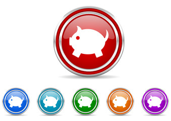 piggy bank icon vector set