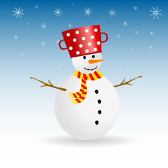 snowman with snowflake color vector illustration