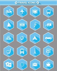 Travel icons,Blue version,vector