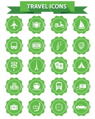 Travel icons,Green version,White background