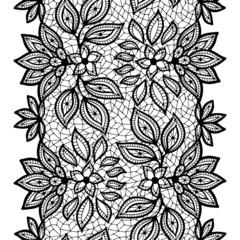 Old lace seamless pattern, ornamental border. Vector texture.