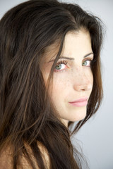 Female model without makeup and no retouch