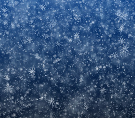 Winter Christmas background, falling snowflakes
