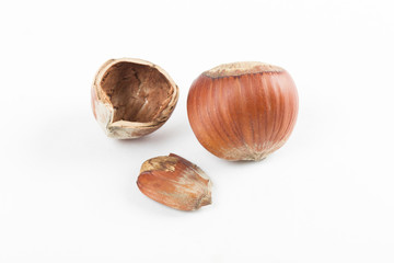 nuts on the white background