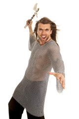 man chain mail axe attack