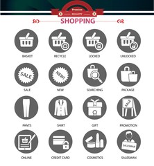 Shopping icons,Gray version,vector