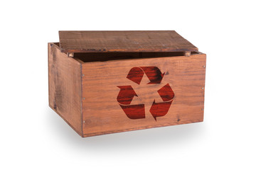 Wooden crate isolated on a white background