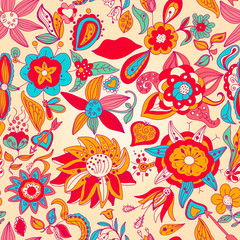 Fototapeta na wymiar Flowers pattern.Floral texture painted,retro background