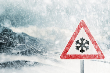 winter driving - snowfall in the mountains