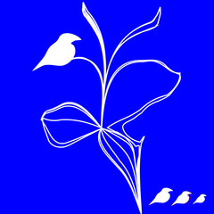 White birds figure isolated over blue