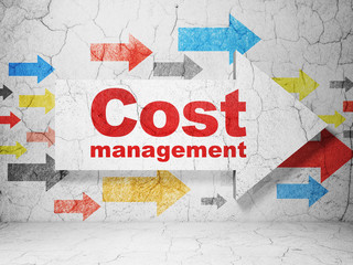 Business concept: arrow with Cost Management on grunge wall