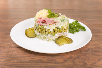 Russian salad with mayonnaise