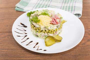 Russian salad with mayonnaise
