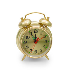 alarm clock gold isolated