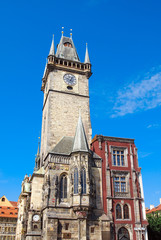 Fototapeta na wymiar Tower of Old Town City Hall in Prague, Czech Repablic