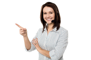 Confident smiling female telecaller