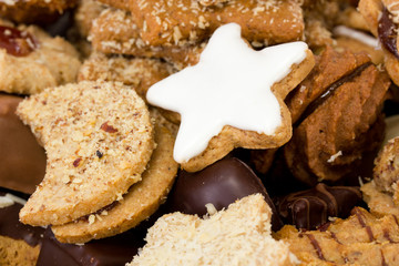 Close-up of fresh baked christmas cookies