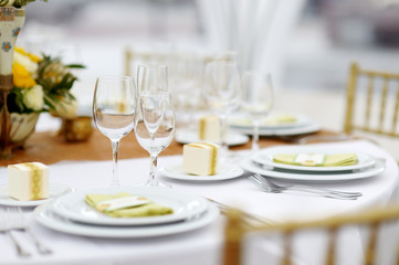 Table set for an event party or wedding reception