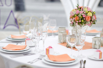 Table set for an event party or wedding reception