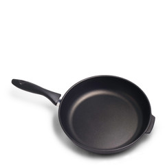black kitchen pan isolated on white background