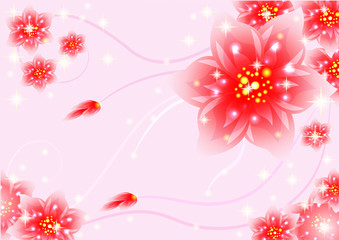 Fototapeta na wymiar tropical summer flower,mirror effect vector pattern background