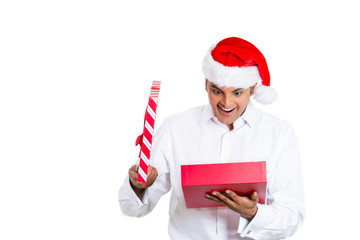 Christmas man excited about gift he received