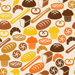 Seamless retro pattern with fresh bread and pastry - 59521933