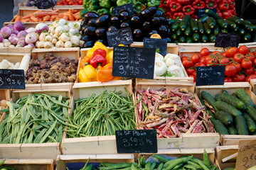 Vegetables on market stall