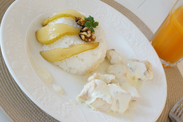 Chichen with rice and pear-italian food