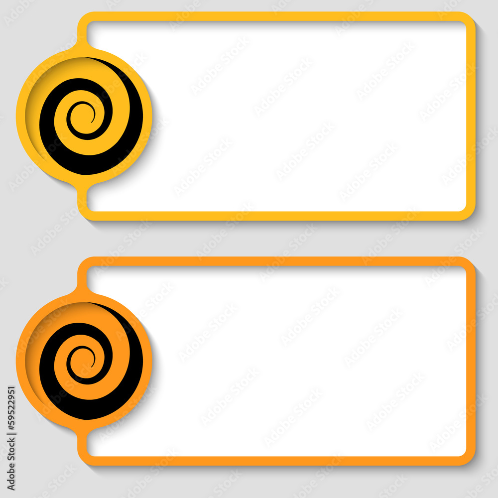 Poster set of two abstract text frame with spirals