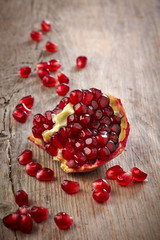 Pieces of pomegranate fruit